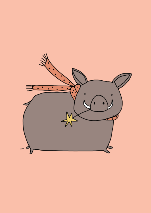 wenskaart kerst everzwijn