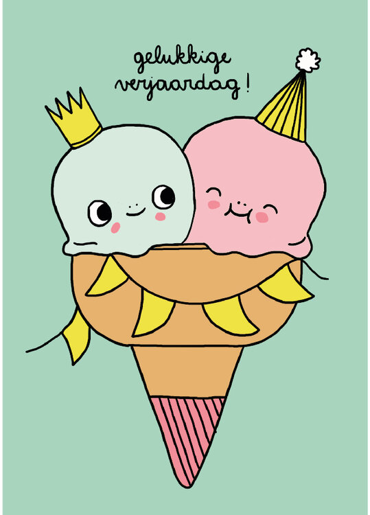 wenskaart  verjaardag - ijsje