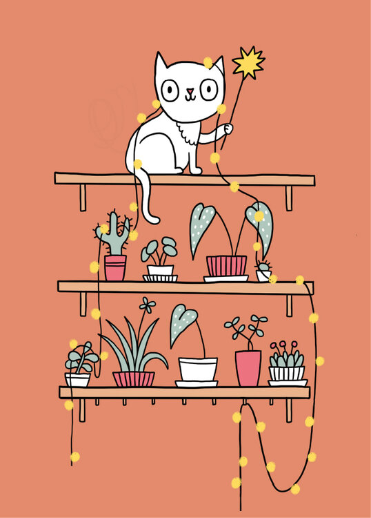 wenskaart kerst poes